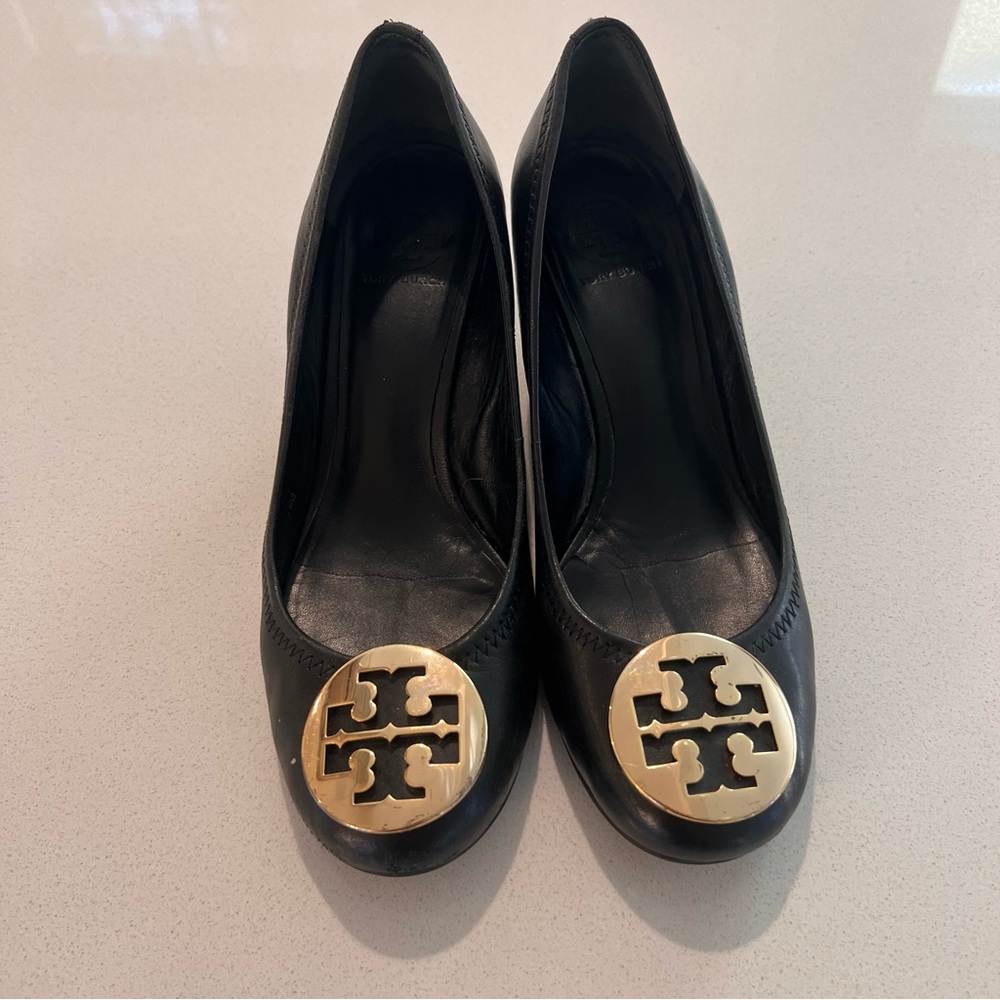 Tory Burch Womens Leather Block Heels Pumps wedges